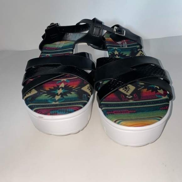 Crazy Train Women Errrday Southwestern Slip On Platform Sz11 Ankle Sandal Buckle - Picture 5 of 11
